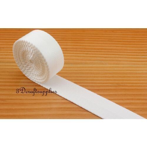 5 yards 1 inch(25mm) heavy weight nylon webbing Ruban for bag purse strap handles white ZD83