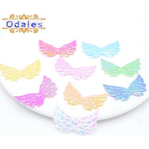 50Pcs/lot Glittered Angel Wing Applique Double Sided DIY Crafts Patches Iridescent Fairy Cupid Wing Scrapbooking for Card Making