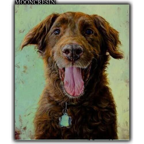5D Diy Diamond Painting Cross Stitch Open Mouth Dog Needlework 3D Diamond Embroidery Full Round Mosaic Decoration Resin Stickers