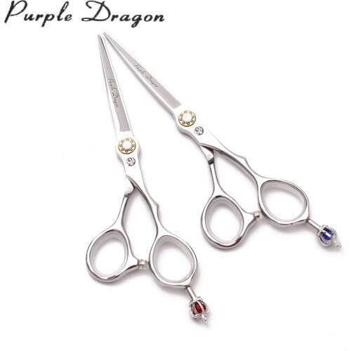 6" Purple Dragon 440C Shiny Hairdressers Scissors Cutting Shears Regular Scissors Haircut Set Professional Hair Scissors Z9020