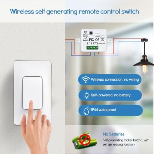 Self-powered wireless switch free wiring and free stickers +RF433 on-off device US version switch wireless remote control panel