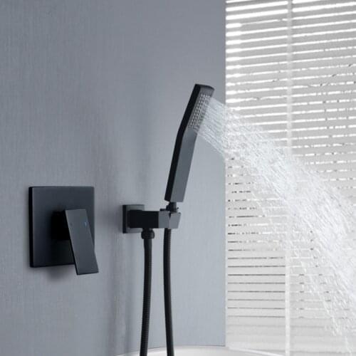 Black Brass Bathroom Shower Faucet Bath Faucet Mixer Tap With Hand Shower Head Set Wall Mounted Black Shower Set Bathroom