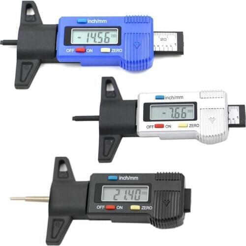 Plastic Car Tire Digital Tread Depth Tester Brake Shoe Pad Wear Digital Tyre Depth Gauge Tread Checker Pressure Measuring Tool