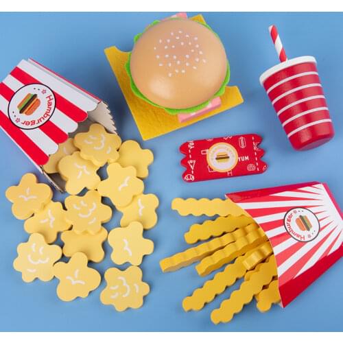 Children Pretend simulation food toys teaching Toys Baby Play House Hamburger Hot dog French Fries Kitchen Set Fast Food Toys