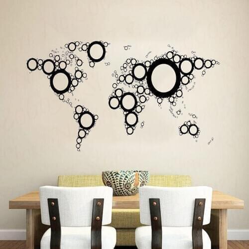 World Map Wall Vinyl Decal Sticker Art Design Murals Design Interior Home Decor WL773