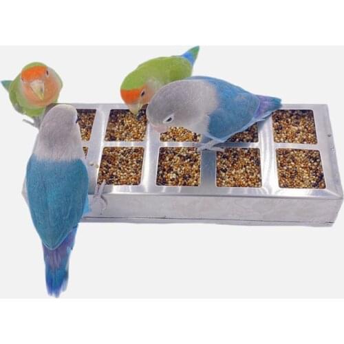 Bird Parrot Feeder Stainless Steel Multi-grid Bird Feeding Box Anti-spill Food Holder for African Grey Macaws Bird Accessories