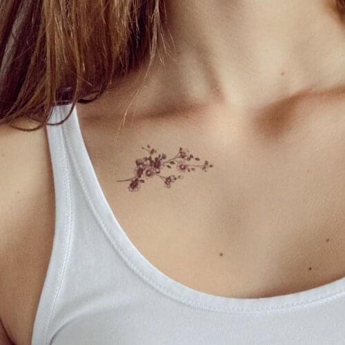 Colorful Flower Temporary Tattoo Stickers Rose Lavender Butterfly Fake Tatto Waterproof Tatoo Chest Hand Small Size for Women