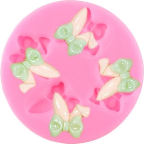 Rabbit Ears Silicone Mold Bow Cupcake Topper Fondant Cake Decorating Tools DIY Baking Molds Candy Clay Chocolate Gumpaste Moulds