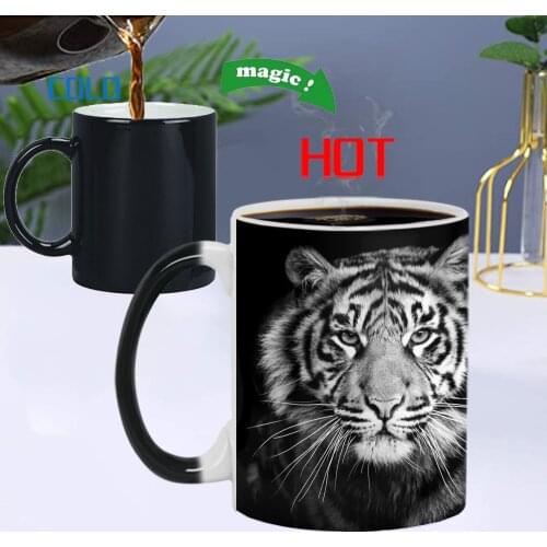 350ml Creative The Tiger Color Changing Cup Thermal Reaction Temperature Sensing Ceramic Breakfast Coffee Milk Tea Mug Fun Gift