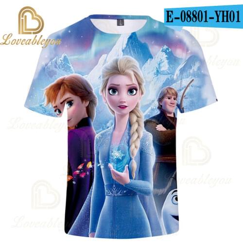 Summer Baby Girl T-Shirt Magic Cartoon Disney Anna Elsa Cotton Children Casual Clothing Fashion Tshirt Kid Top Tee