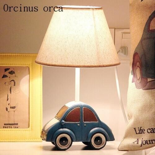 Cute cartoon car LED table lamp Childrens room boy bedroom bedside lamp warm birthday gift table lamp free shipping