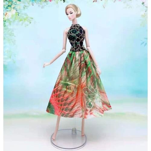 Fashion 1/6 BJD Bohemian Style Clothes Set For Barbie Doll Clothes Sleeveless High Neck Shirt Skirt Outfits 11.5" Doll Accessory