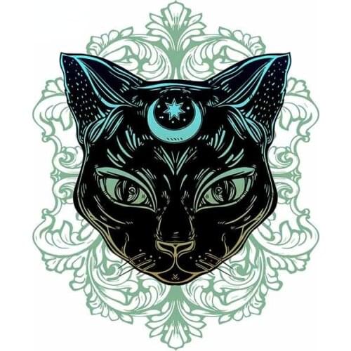 Mysterious Moon Cat Car Stickers Windshield Trunk Decal Windshield Air Conditioner Vinyl Cover Scratches Waterproof Car Wrap