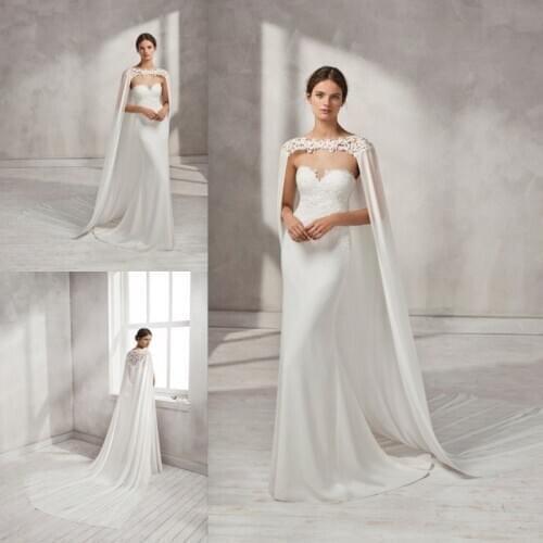New Vintage Bridal Long Jackets Cloak White Ivory For Dress Cape Applique Custom Made Wedding Wraps Accessories Jacket