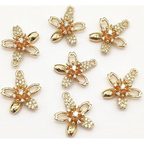 New arrival! 17x16mm 50pcs Cubic Zirconia Flower Charm For Handmade Necklace Earring DIY Parts Jewelry Findings & Components