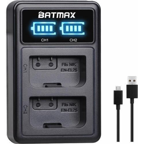 Batmax EN-EL25 EN EL25 EL25 New LED USB Dual Charger for Nikon Z 50 Camera MH-32 charger for EN-EL25 Li-ion battery