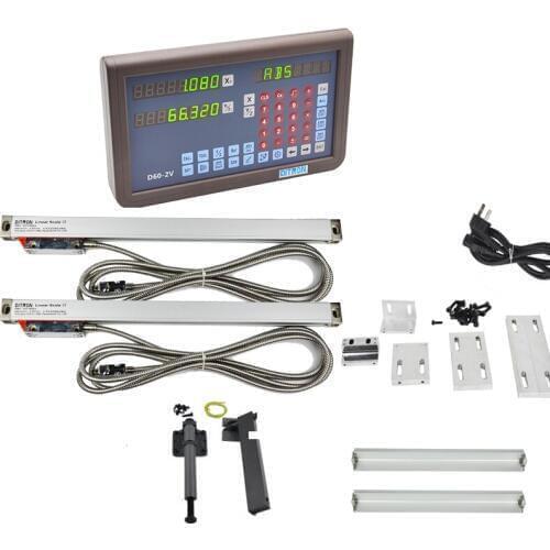 A Pair of 2 Axis Muti-Function Digital Readout and 2 Pieces 0-1000mm Linear Encoder Optical Scale 5un
