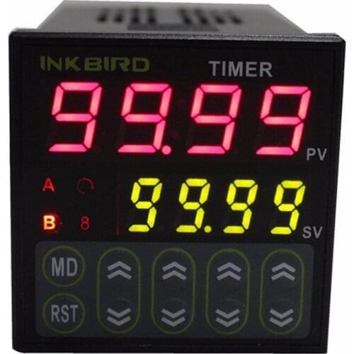 Inkbird PID Timer IDT-E2RH 0.01s-99h99m Digital Twin Timer Switch Relay Time Controller Black AC100 - 240V Electrical T