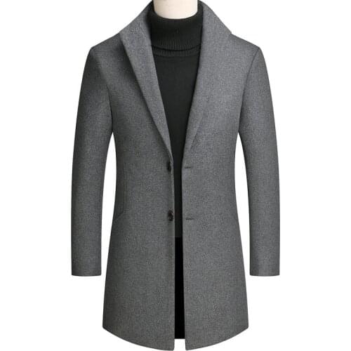 Young Mens Autumn and Winter Dress New Slimwool In The Middle Long Windbreaker Coat Coat Coat Mens Wear