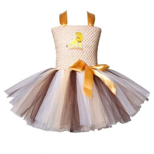 Lion King Tutu Dress Children Cartoon Animal Cosplay Lion Costume Kids Halloween Carnival Christmas Party Dresses For Girls 2-12