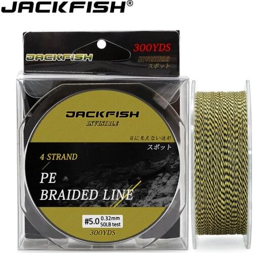 JACKFISH 300yds 4 Strand PE Braided Fishing Line 25 30 40 50 80LB Colorful Multifilament Fishing Line For Carp Fishing Tackle