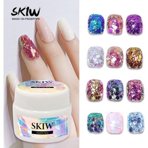 SKIW Nail Polish Gel Uv Bling Sequins Glitter Design Nail Builder Gel Esmalte Semipermanente Diamond Nail Art For Led lamp