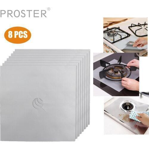 Proster For 8 pcs Kitchen Reusable Foil Gas Hob Stovetop Burner Liner Cover Non-stick Protector