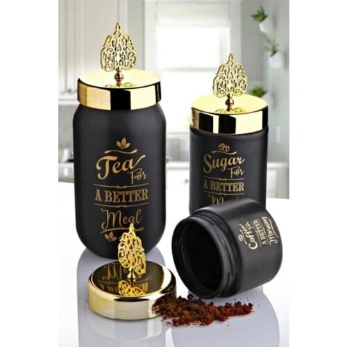 3 Lux Luxury Spice Storage Container Black Gold Lid