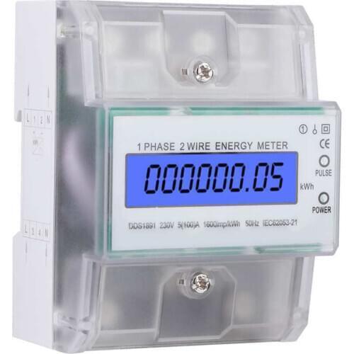 DDS1891 Single Phase Din Rail Energy Meter 4P LCD Electric Meter with Transparent Cover
