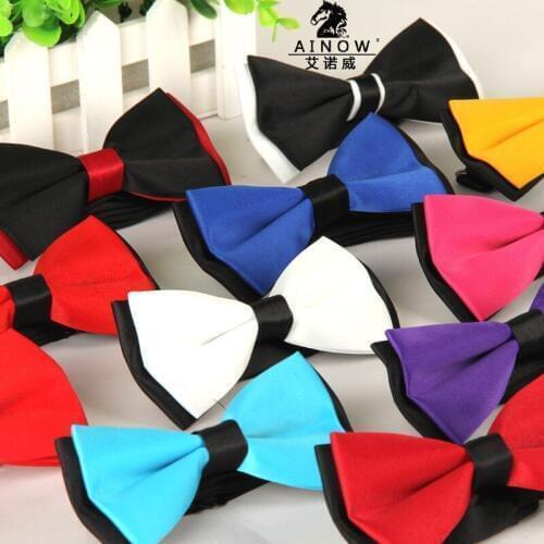 SHENNAIWEI Mens Wedding Dress polyester bow ties silk jacquard leisure monochrome double bow tie factory wholesale