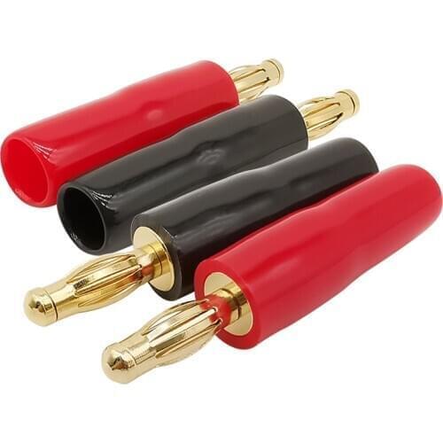 10Pcs/Lot 4mm Speaker Banana Plug Audio Connector 4MM Copper Gold Plated Banana Jack Match With Binding Post Solder-free Adapter