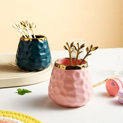 Light luxury fruit fork spoon collection barrel ceramic home kitchen collection can simple creative dessert fork spoon barrel