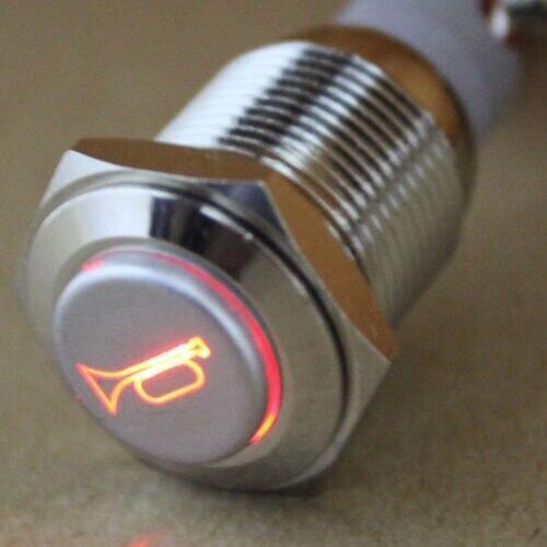 12V LED Momentary Horn Button Metal Switch 16mm Push Button Lighted Switch Sales