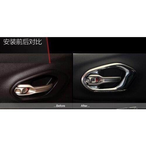 Yimaautotrims Auto Accessory Chrome Inner Door Handle Bowl Frame Cover Trim 4 Pcs Fit For Jeep Cherokee 2014 2015 2016 2017 ABS