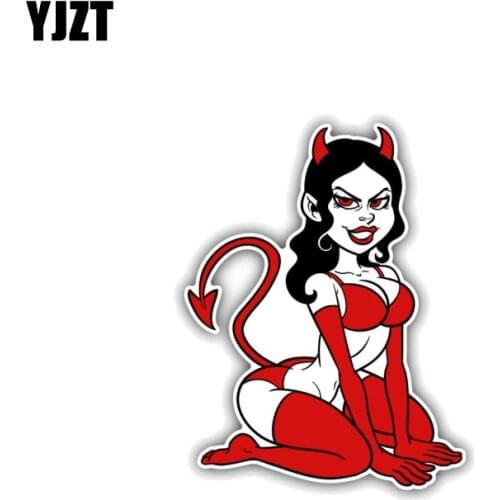 YJZT 10.2CM*13.2CM Woman Devil Sexy Love Car Sticker PVC Funny Decal 12-1429