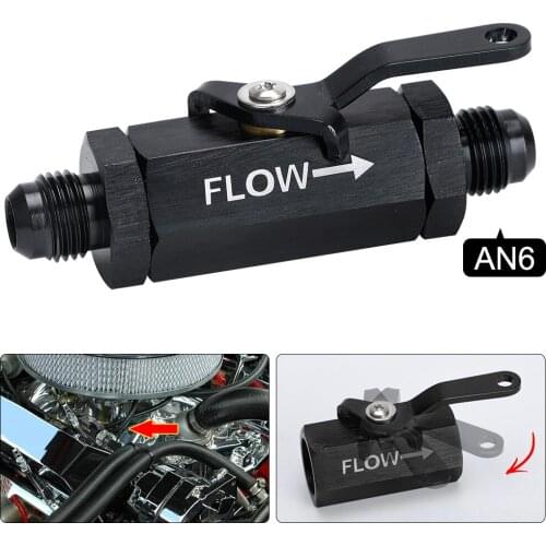 WLR RACING - AN6 6AN - 6 AN SHUT OFF VALVE FITTING ALUMINUM BLACK WLR-WLPV72-06