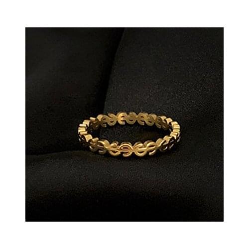 Titanium Steel Gold Dollar Index Finger Buckle Joint Tail Wedding Ring for Women Fashion Jewelry Accessories Direct Sales