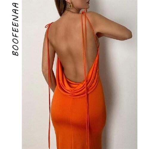 BOOFEENAA Sexy Elegant Open Back Maxi Dress Women Clothing Party Nightclub Evening Dresses Summer 2021 Wholesale Items C82-CB21