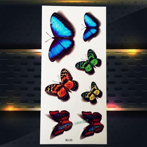1PC Beauty Butterfly Fake Flash Waterproof Papillon Tattoo Body Art Arm Hands P3D-23 Sexy Women Makeup Children Tattoo Paste