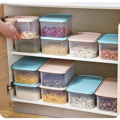 2.6/4.3L Kitchen Transparent Food Containers Clear Fridge Organizer Sugar Container Large Plastic Grains Sealed Box
