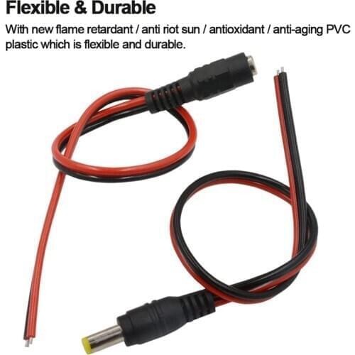 2Pairs 2.1x5.5 mm Male Female Plug 12V Dc Power Pigtail Cable Jack For Cctv Camera Connector Tail Extension 12V DC Wire