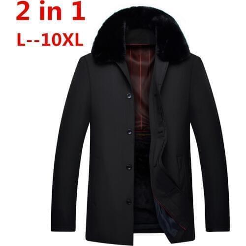 2 in 1 plus 10XL 8XL 6XL FIT -25 'C Brand Winter Jacket Men New Parka Coat Men Down Keep Warm Fashion Big large size 5xl 4x