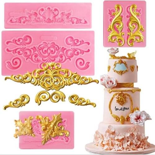 3D Craft Baroque Scroll Relief Silicone Mold Cake Decorating Tools Fondant Chocolate Candy Gumpaste Mold Cupcake Frame Baking