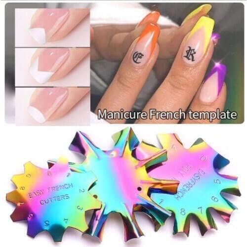 4 Different Modeling Templates Crystal Nail Making Stainless Steel French Manicure Plastic Steel Plate Model