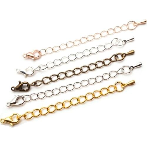 50 70mm Necklace Bracelet Extended Chain Jewelry Chains/Tail Extender Chain Drops With Lobster Clasps DIY Findings HK141