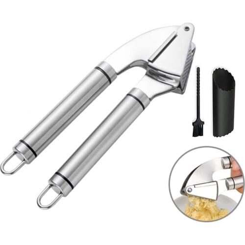 50 pcs Garlic Press Stainless Steel Mincer and Crusher Ginger Presser Masher Garlic Peeler Professional Grade Wholesale K2