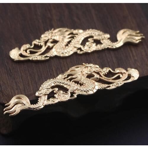 6pairs Brass Casted Dragon Phoenix Stamping Decoration High Quality Silver Gold Color For DIY Crafts Wedding Jewelry Accessories