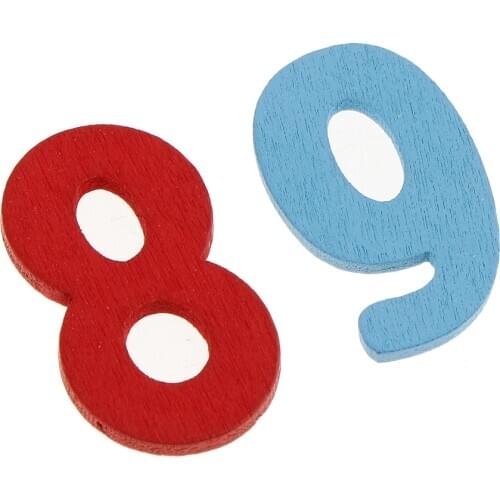 60pcs Wooden Shapes 0-9 Arabic Number Embellishments Pieces wth Storage Tray