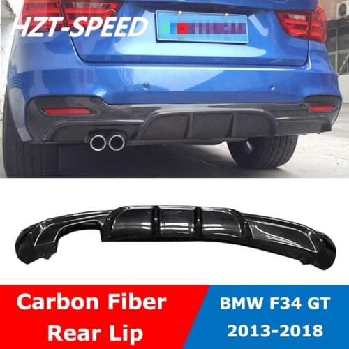 F34 Carbon Fiber Car Single Side 2 Out MT Style Front Bumper Lip Diffuser Spoiler For BMW 3 Series F34 GT 2013 - 2018
