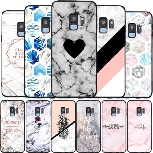 Marble flower leaf printed pattern For Samsung Galaxy NOTE 8 9 S8 S9 S10 PLUS A8 A6 J6 J8 2018 Tempered Glass Phone Case